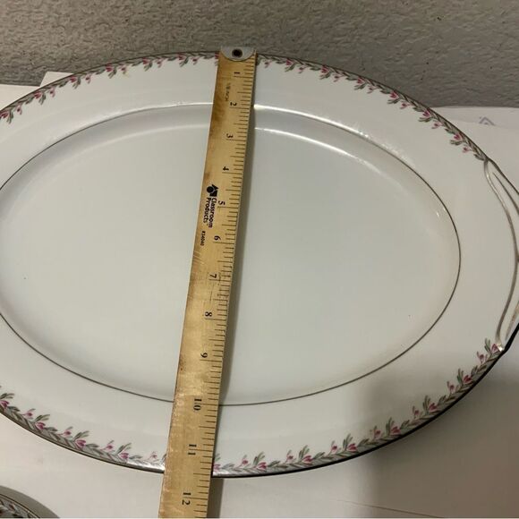 2 Noritake 5507 Petite Pattern 16.5” & 12”  Serving Platter  salad plate 8.25” - Picture 8 of 11